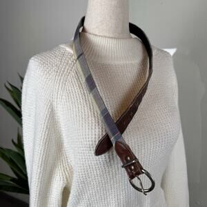 Vintage Preppy Brown Leather and Plaid Women’s Belt